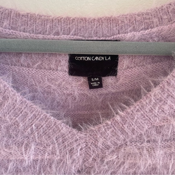 Dolls kill (Cotton candy LA) fuzzy lavender cropped sweater - Picture 3 of 5